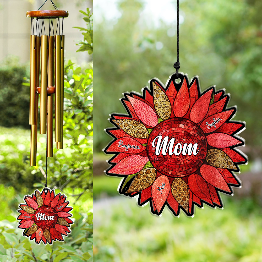 Personalized Name Nana Auntie Mom Family Sunflower Acrylic Wind Chimes LM32 893945