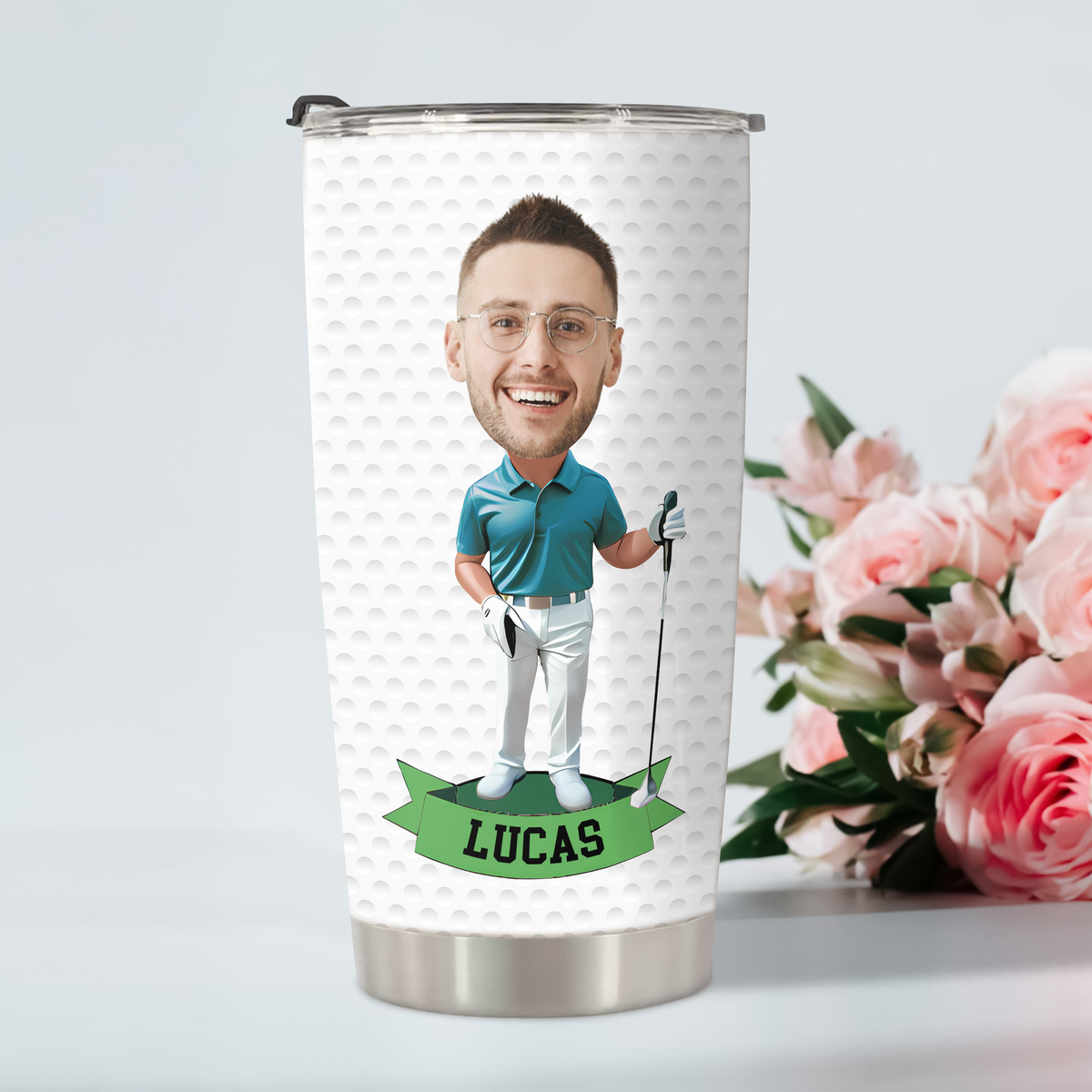 Custom Face Photo Tumbler With Golf Ball Texture TH10 898129