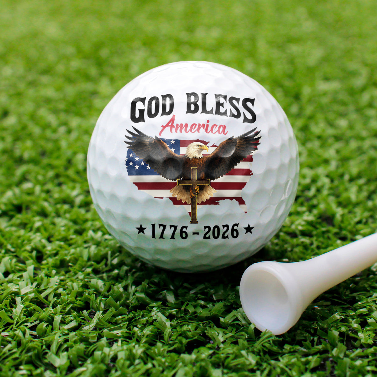 Patriotic 250th Anniversary God Bless America Eagle 1776–2026 Golf Ball TH10 169119