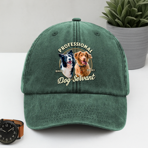 Custom Photo Servant Of Dog Cat Washed Denim Baseball Cap Gift For Dog Cat Lovers HO82 893960
