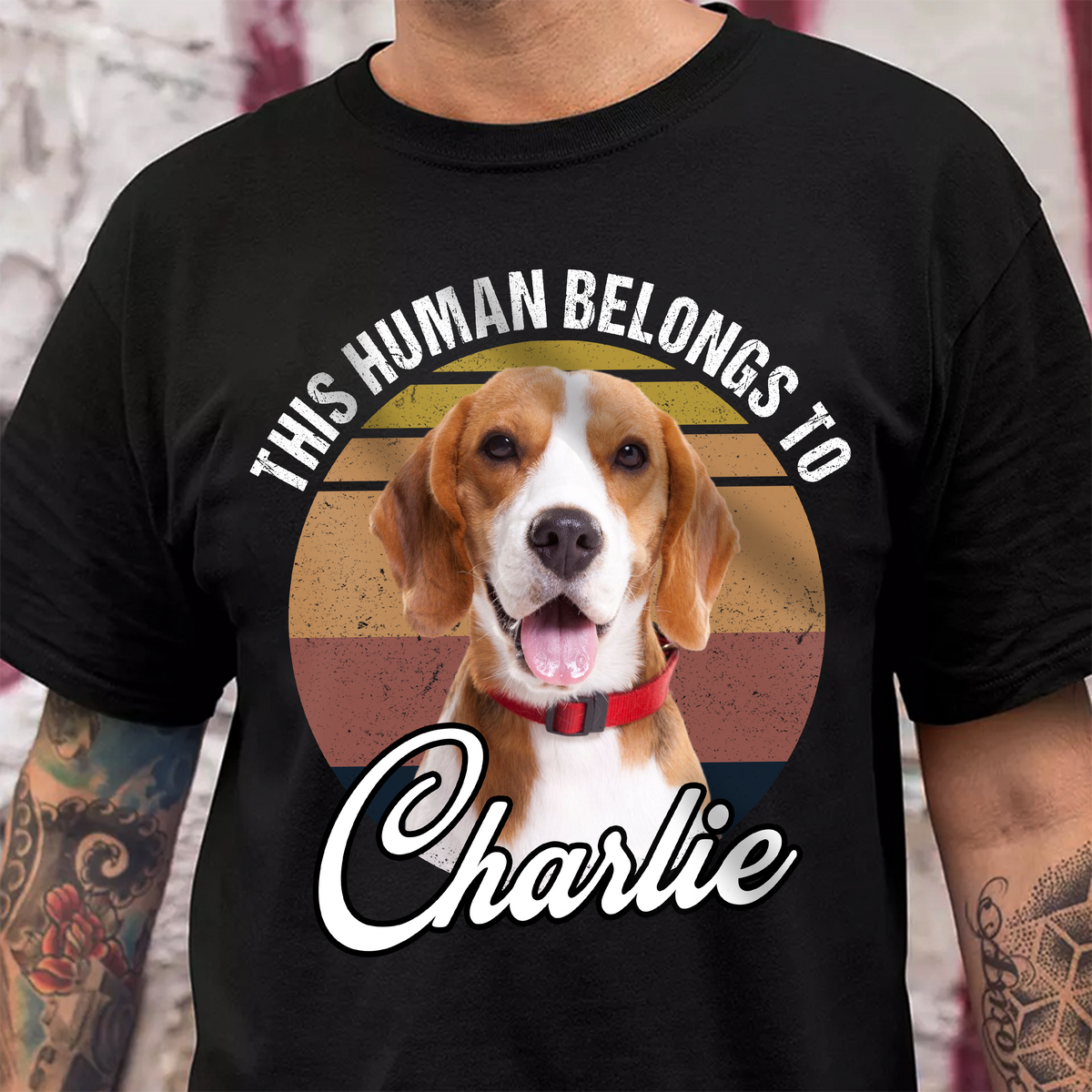 Custom Photo This Human Belongs To Dog & Cat Personalized Retro Dark Shirt CH07 896010