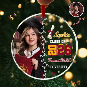 Custom Photo Class Of 2026 Glass Ornament Gift For Graduation LM32 897317