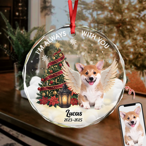 Custom Photo I Am Always With You Memorial Dog Glass Ornament HA75 897084