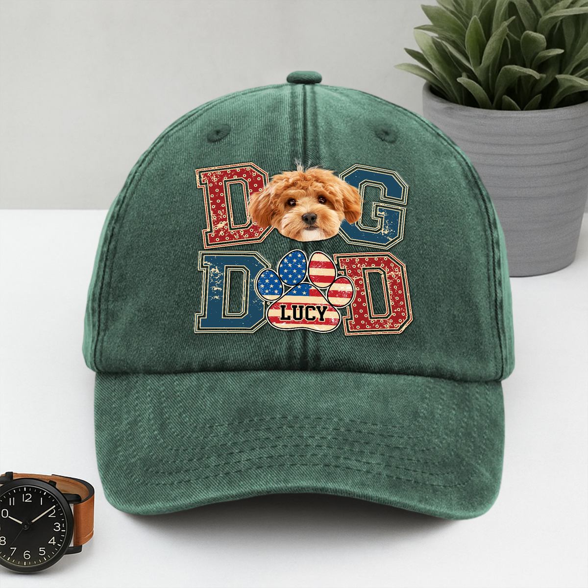 Custom Photo Best Dog Dad, Best Scooper Washed Denim Baseball Cap Gift For Father's Day, Dog Lovers HO82 894034