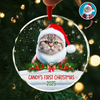 Custom Photo Cat First Christmas Glass Ornament HA75 897260