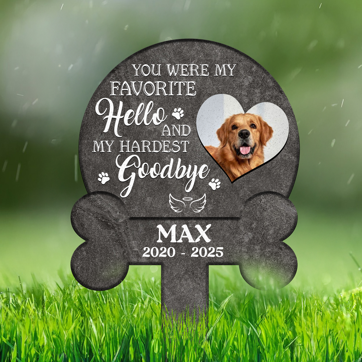 Custom Photo Your Pawprints Stay In My Heart Memorial Dog Garden Stake HA75 892772