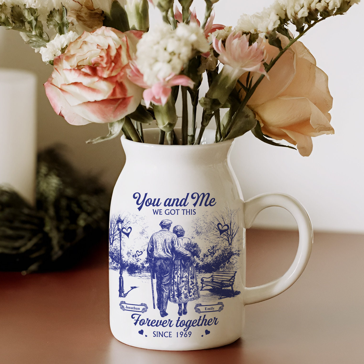 You & Me We Got This Personalized Couple Toile De Jouy Vase LM32 893965