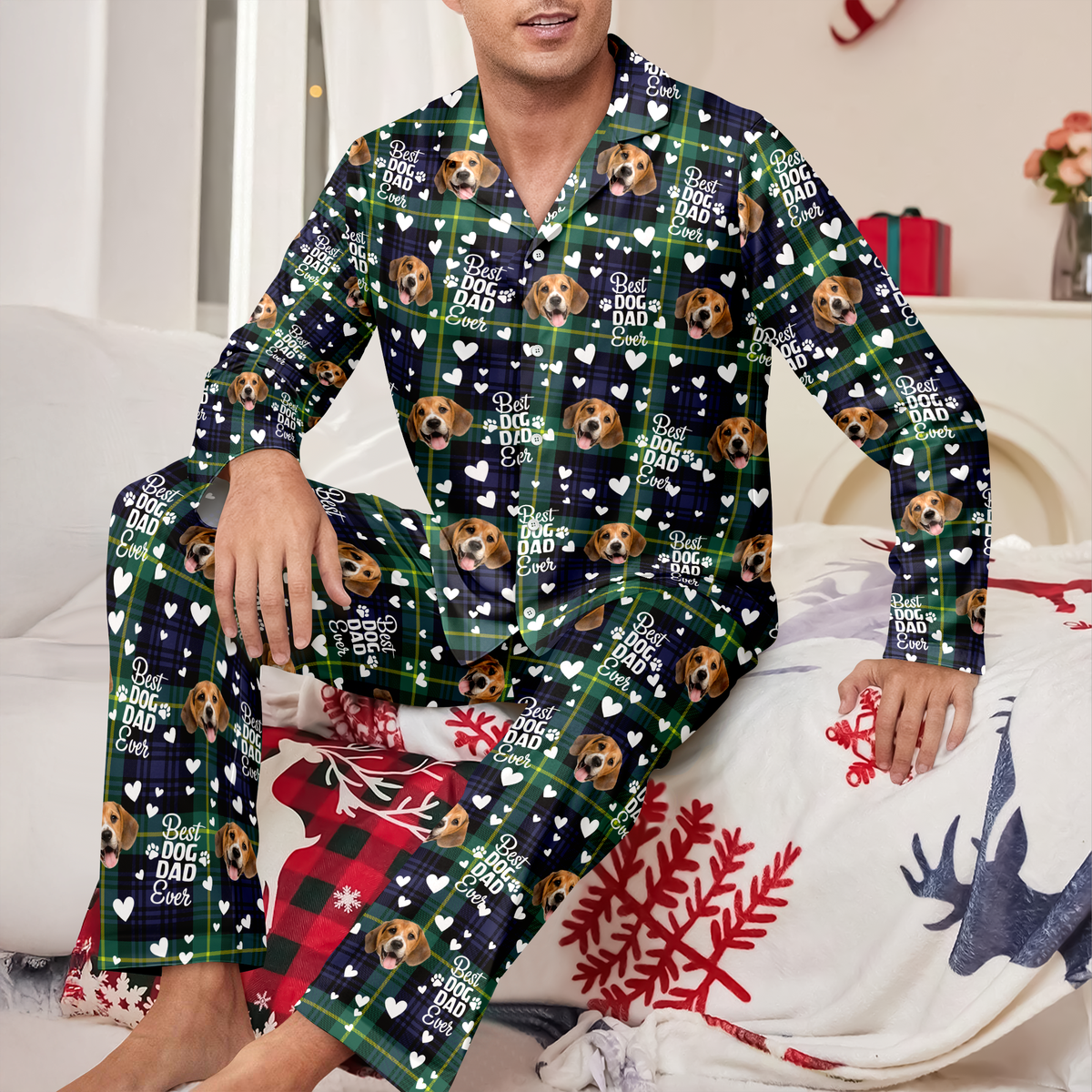 Custom Photo Best Dog Mom, Best Dog Dad Ever Pajamas HA75 897620