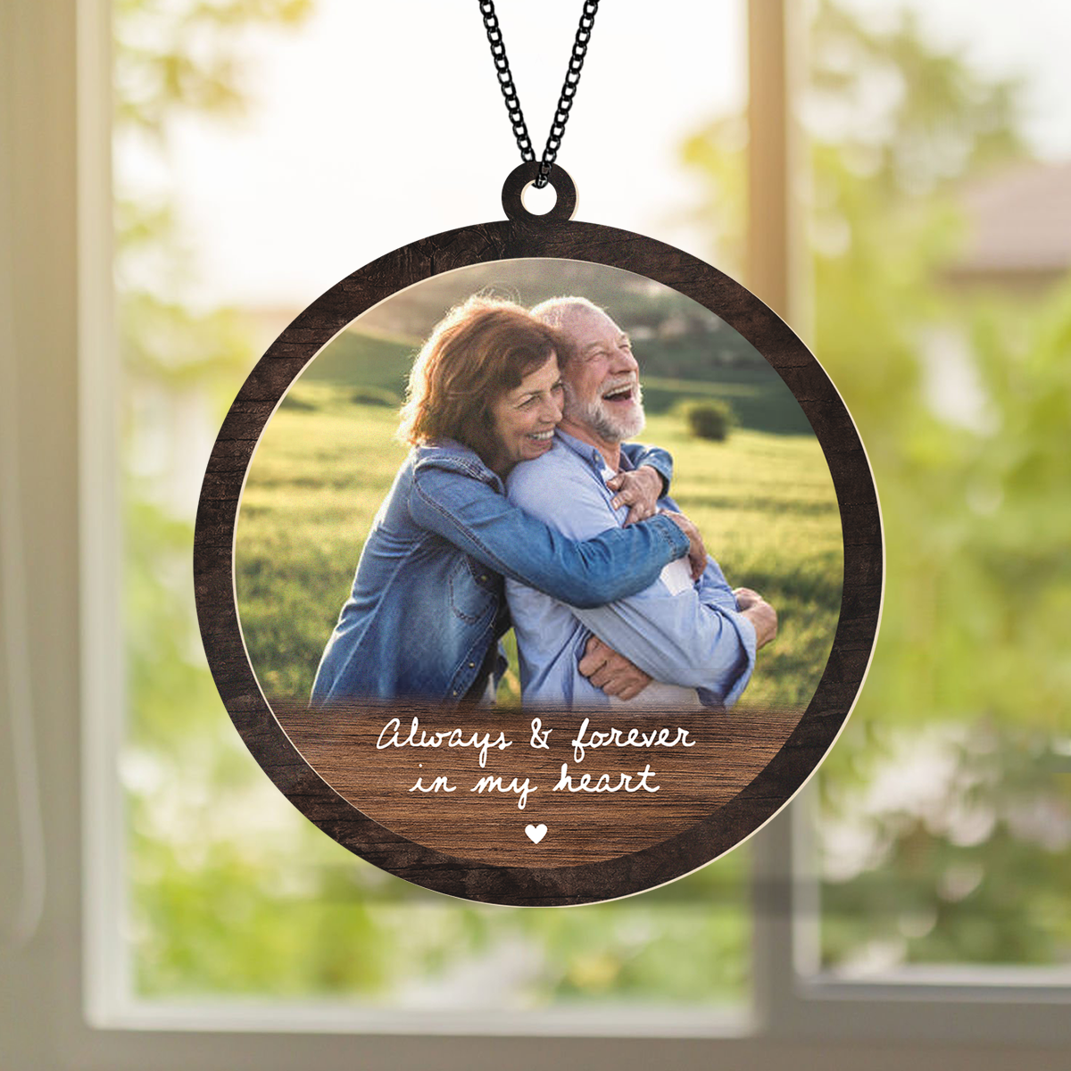 Custom Memorial Photo Always & Forever In My Heart Suncatcher LM32 897503
