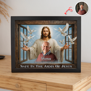 Custom Photo Safe In The Arms Of Jesus Memorial Picture Frame LM32 893901