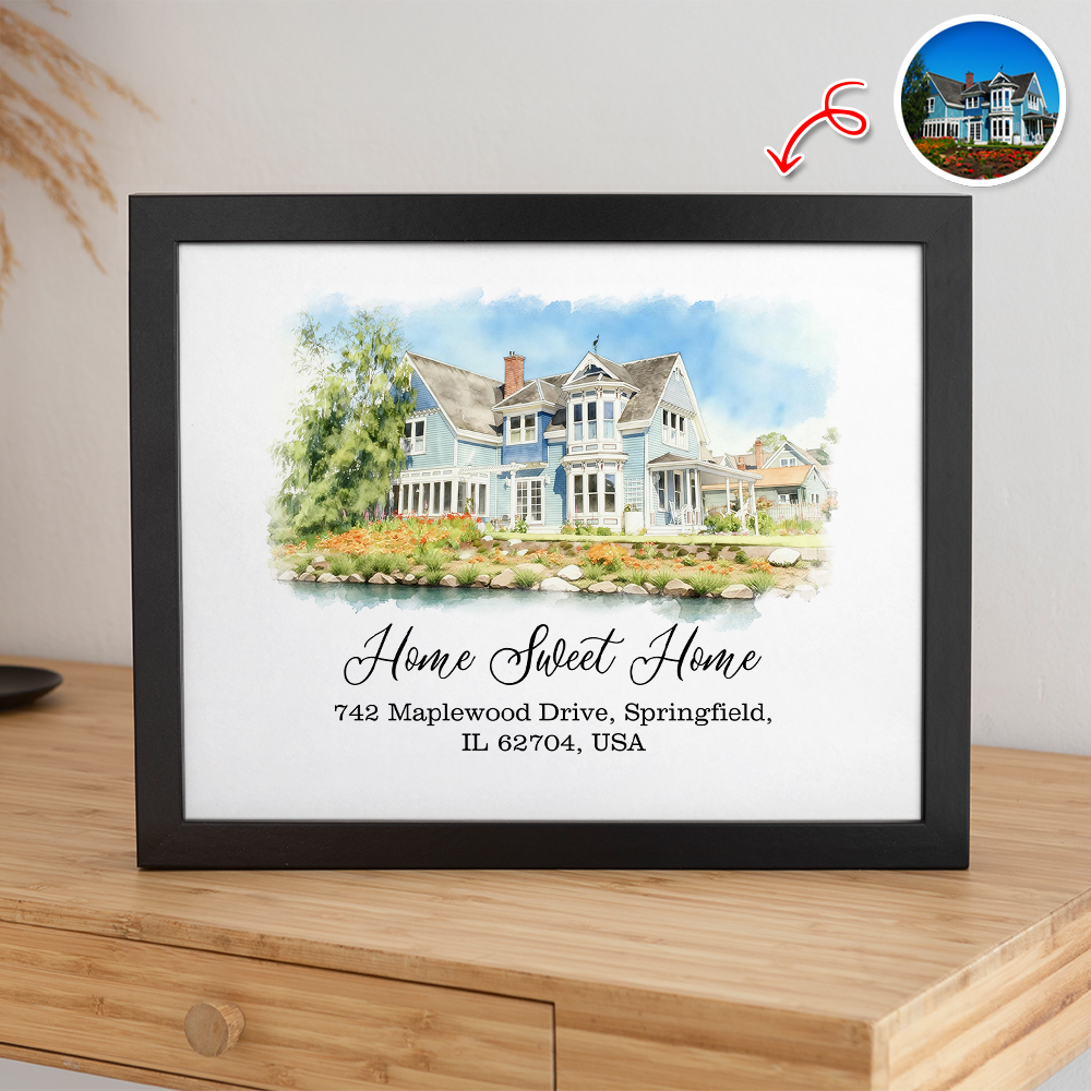 Custom Watercolor Photo Home Sweet Home Picture Frame LM32 899477
