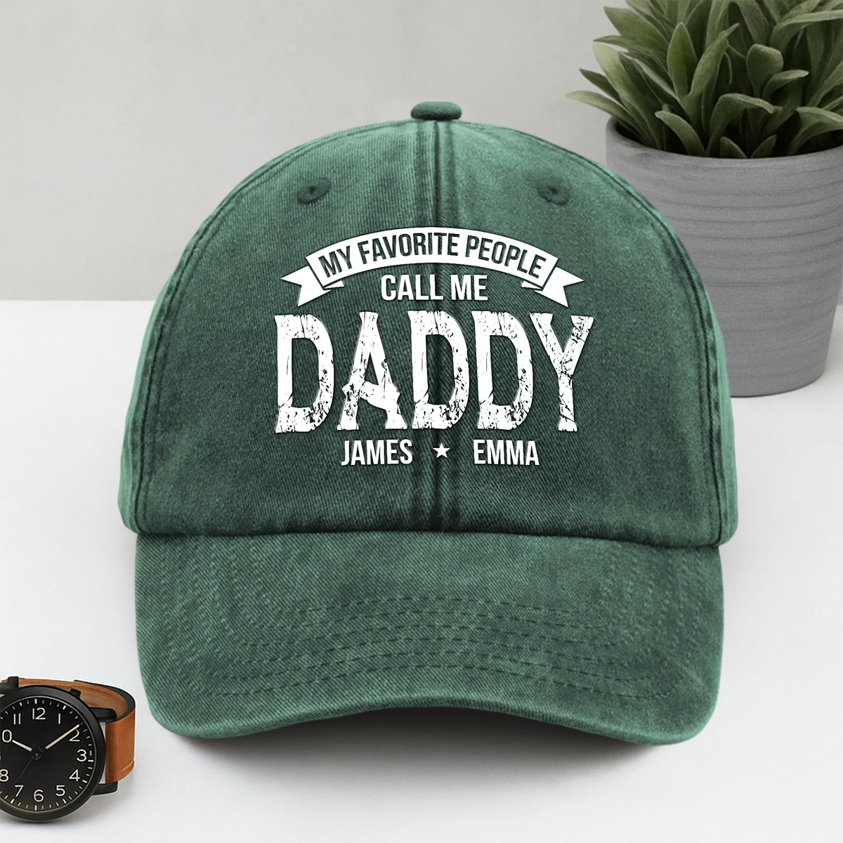 My Favorite People Call Me Daddy Washed Denim Baseball Cap HA75 892490
