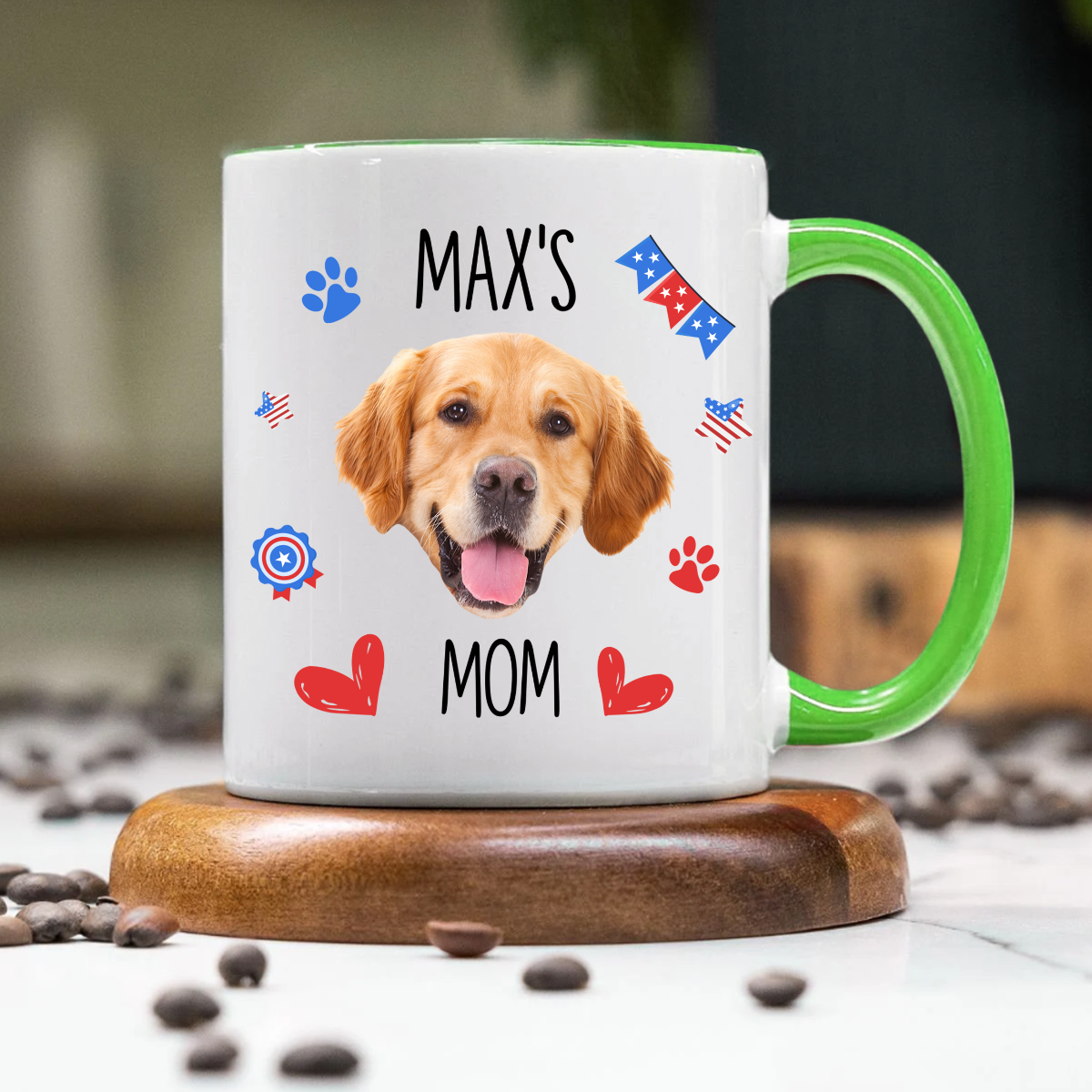 Custom Dog Cat Photo Name Flag American Accent Mug LM32 899127