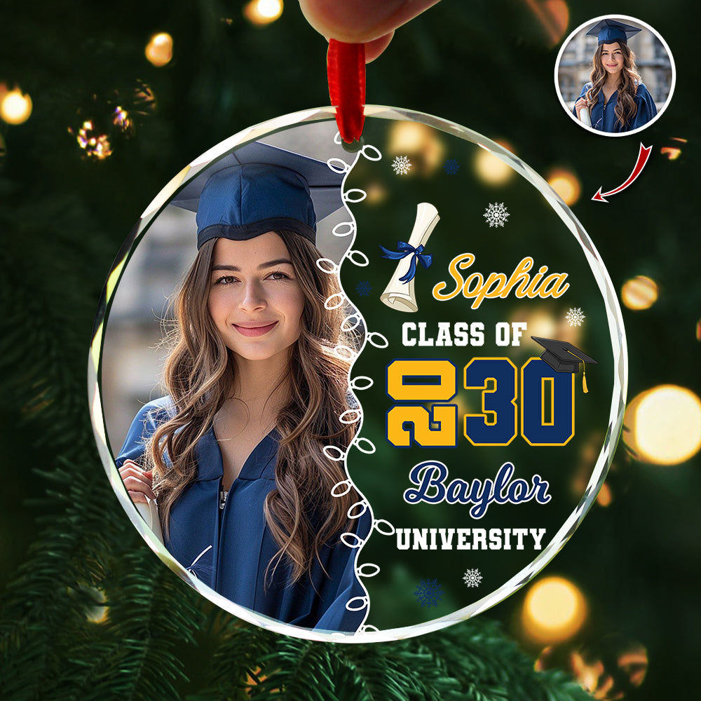 Custom Photo Class Of 2026 Glass Ornament Gift For Graduation LM32 897317
