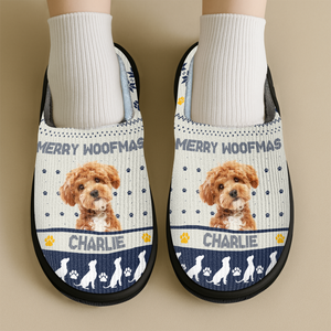 Custom Photo Meowy Christmas Merry Woofmas Dog Cat Slippers HO82 894868