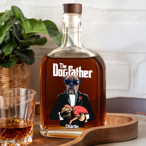 Custom Dog Photo The Dogfather Whiskey Bottle Dog Lovers Gift HO82 894046