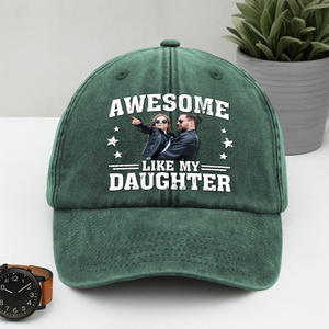 Custom Photo Cool Dad, Cooler Daughter Personalized Vintage Washed Denim Baseball Cap - Father's Day, Gift For Dad CH07 895920