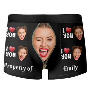 Custom Photo Property Of Her - Personalized Photo Men's Boxer Briefs HA75 898418