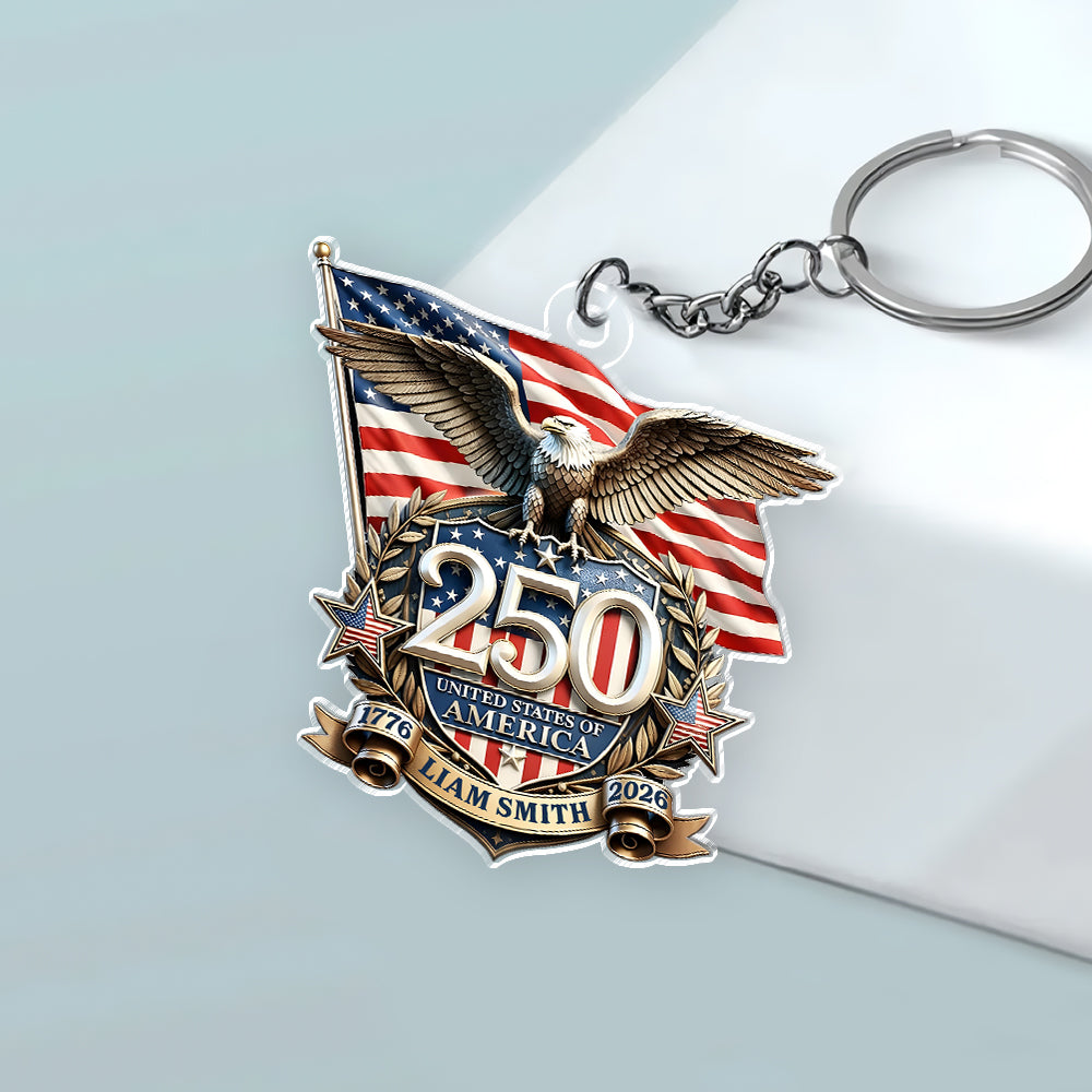 Personalized America 250th Anniversary Patriot Eagle Acrylic Keychain HA75 921024