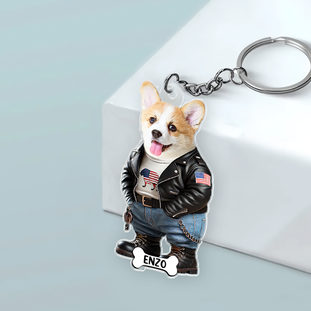 Custom Photo Cute Dog Cat Acrylic Keychain Gift For Dog Lovers Cat Lovers CH07 895700