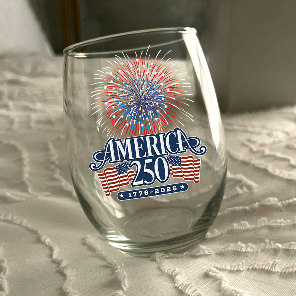 America 250 Firework Wine Glass TH10 894645
