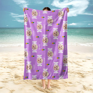 Custom Face Photo And Name With Icon Summer Beach Towel TH10 894075
