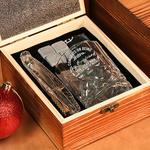 Congrats On Being My Boyfriend Couple Personalized Engraved Whiskey Glass Set with Wooden Box HA75 898034