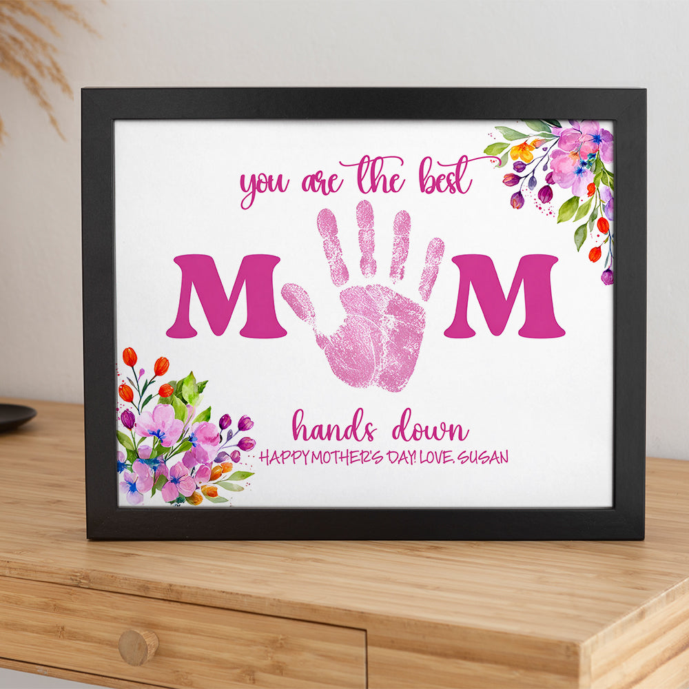 Custom Name You Are The Best Mom Handprint 2-Layered Wooden Plaque With Stand TH10 169011