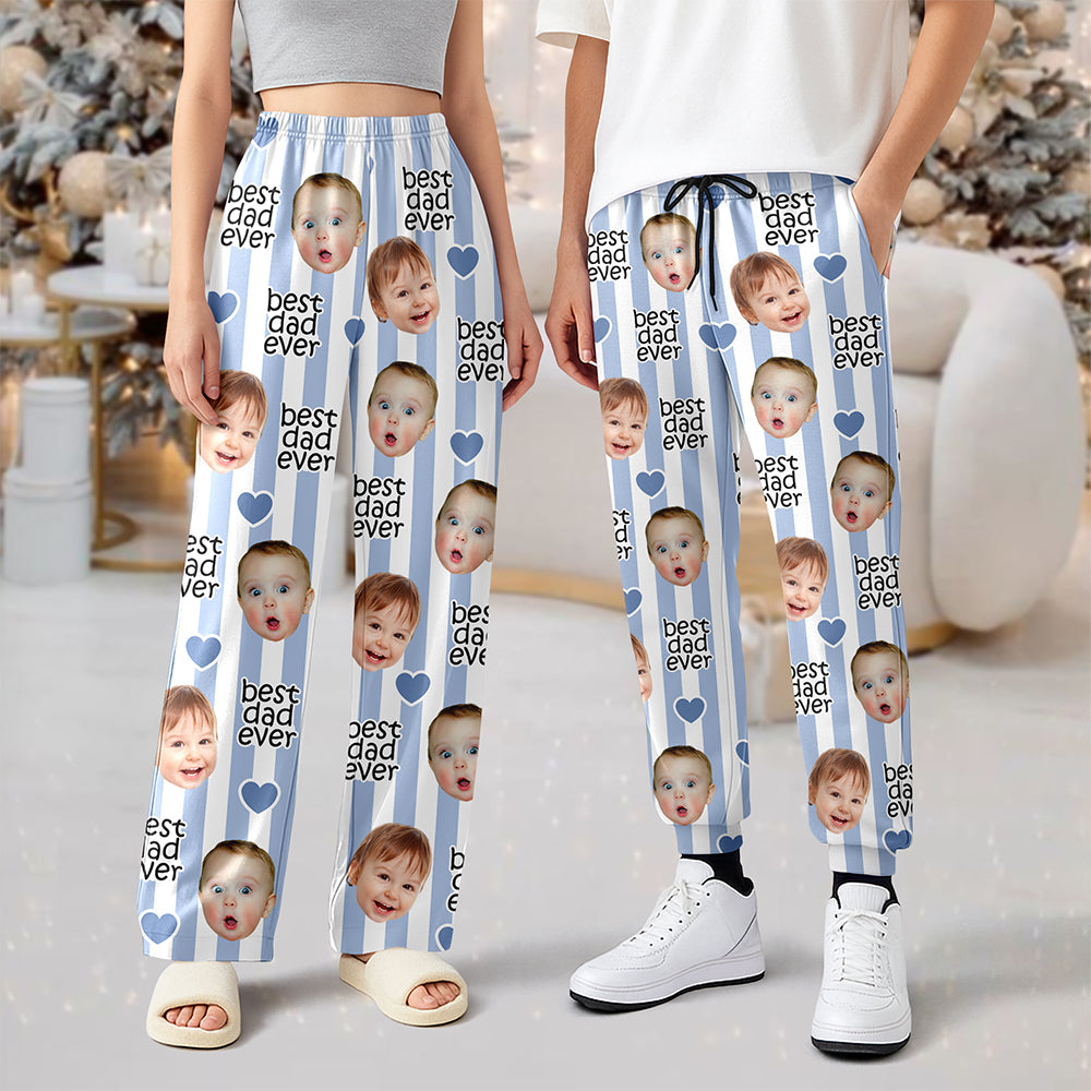 Custom Baby Face Best Dad, Mom Ever with Heart Family Sweatpants LM32 670111
