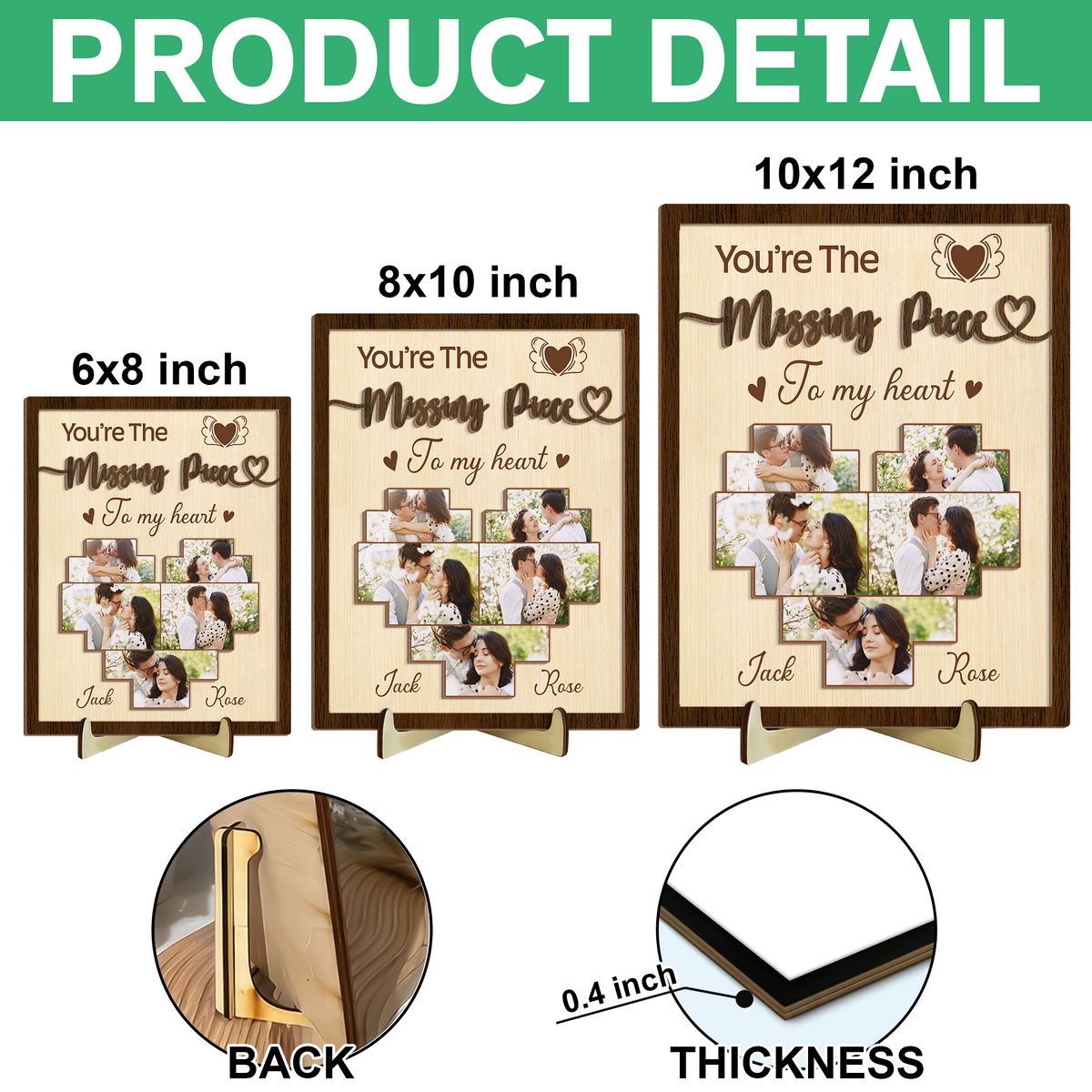 Custom Couple Photo I Found My Missing Piece 2-Layered Wooden Plaque With Stand CH07 895480