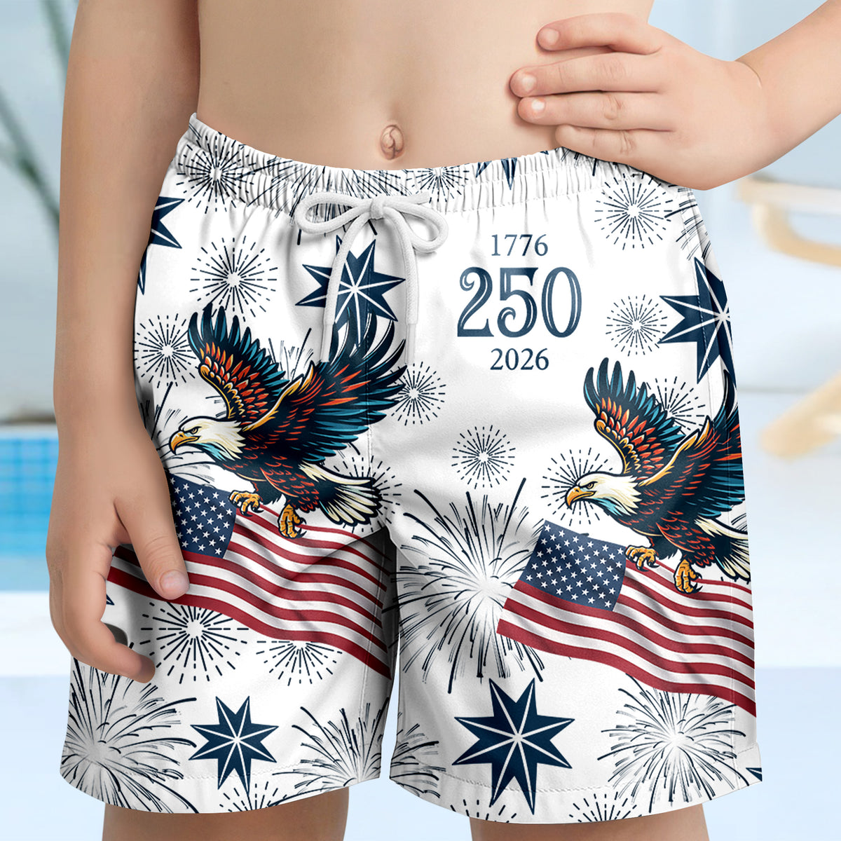 America 250 Years Anniversary 1776–2026 Eagle Kid Beach Short TH10 169399