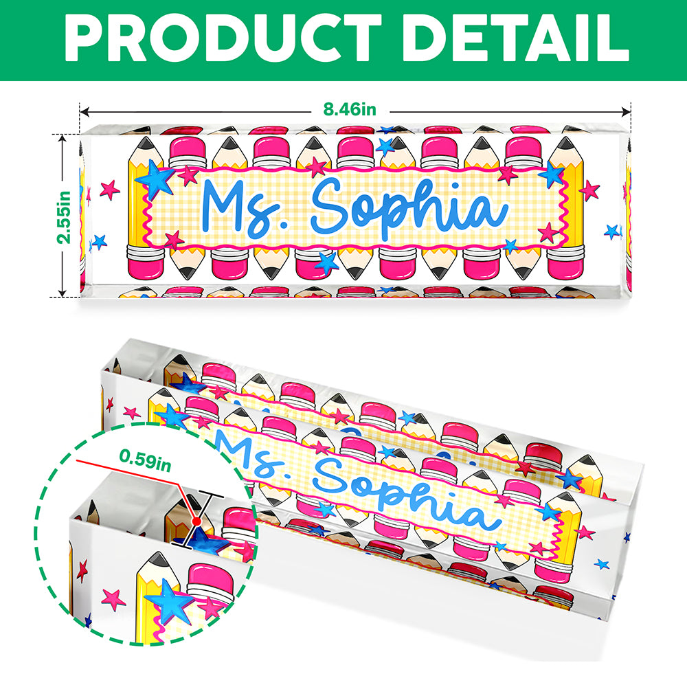 Personalized Teacher Acrylic Desk Name Plate Back to School Teacher Gift CH07 180026