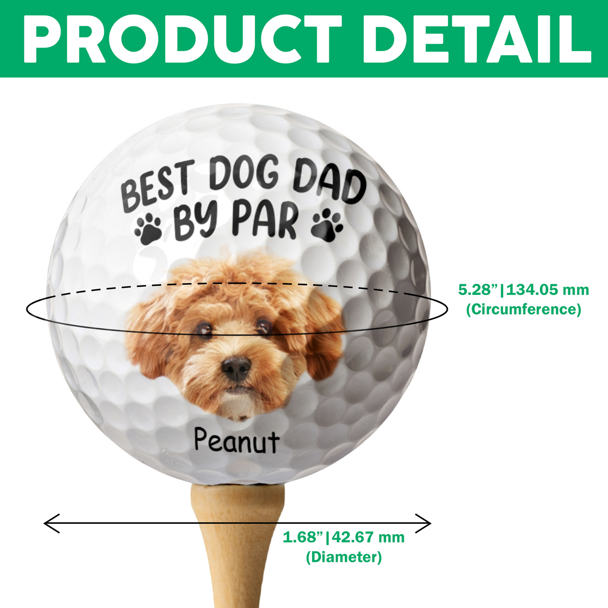 Custom Cute Pet Face Best Dog Dad By Par Golf Ball LM32 893473