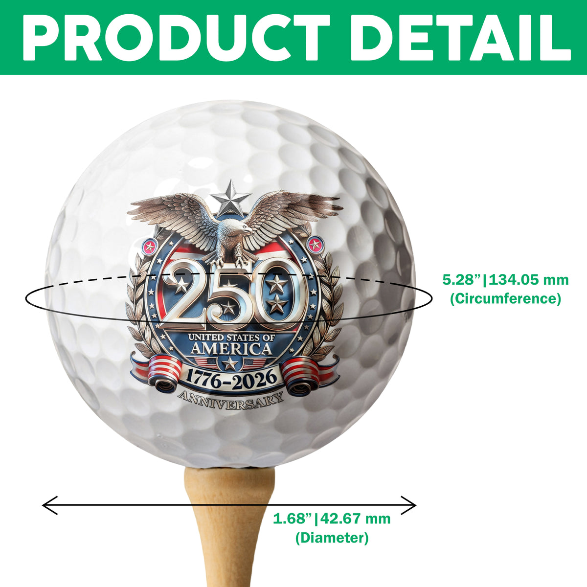 USA Eagles 250th Anniversary Semiquincentennial 1776-2026 Golf Ball TH10 169117