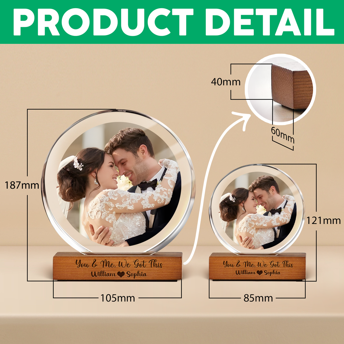 You & Me We Got This - Custom Couple Photo Round Acrylic Frame Block Anniversary Gift CH07 896032