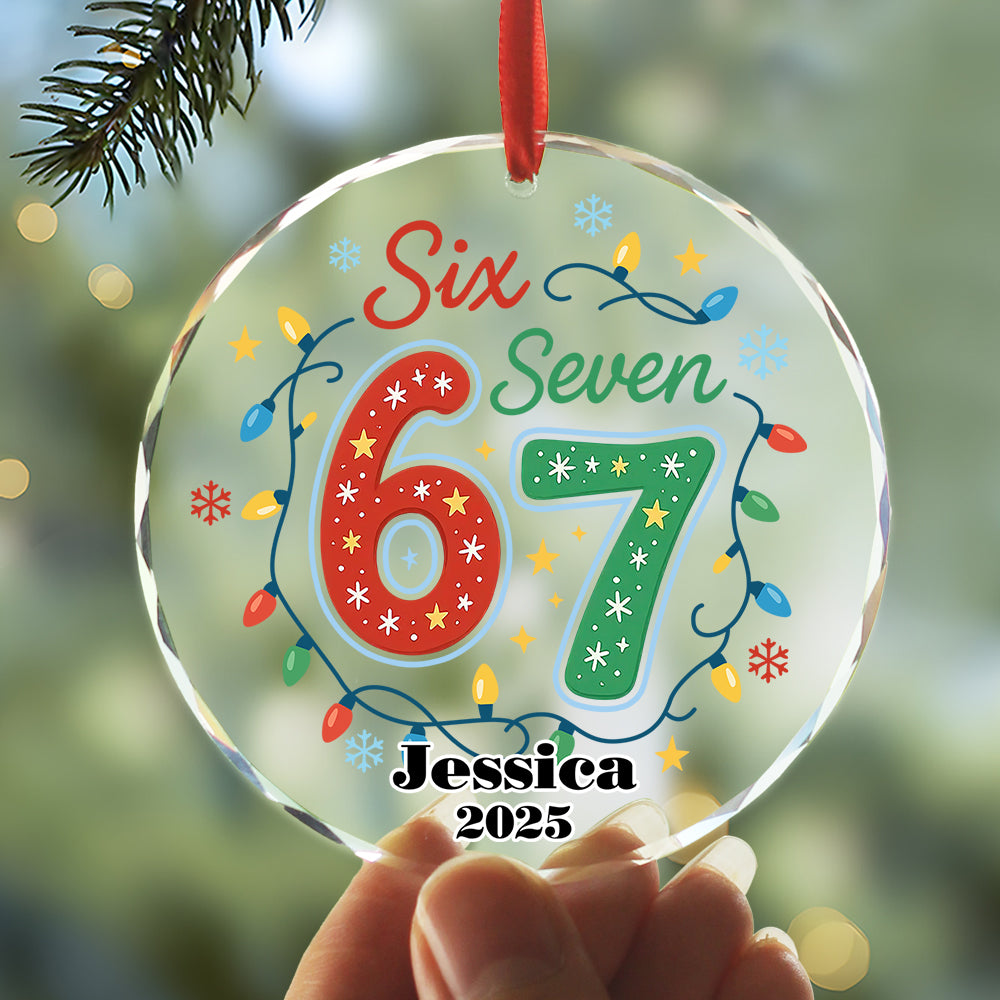Personalized Funny ‘Six Seven’, Holiday Glass Xmas Decor Glass Ornament HA75 898306