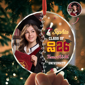 Custom Photo Class Of 2026 Glass Ornament Gift For Graduation LM32 897317