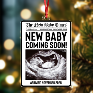 Custom Photo New Baby Coming Soon Acrylic Ornament Christmas Gift For Family HO82 894752