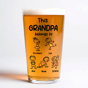 Personalized This Grandpa Belongs To Grandchildren Print Beer Glass HA75 892212