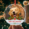 Custom Photo Dog First Christmas Glass Ornament HA75 897258