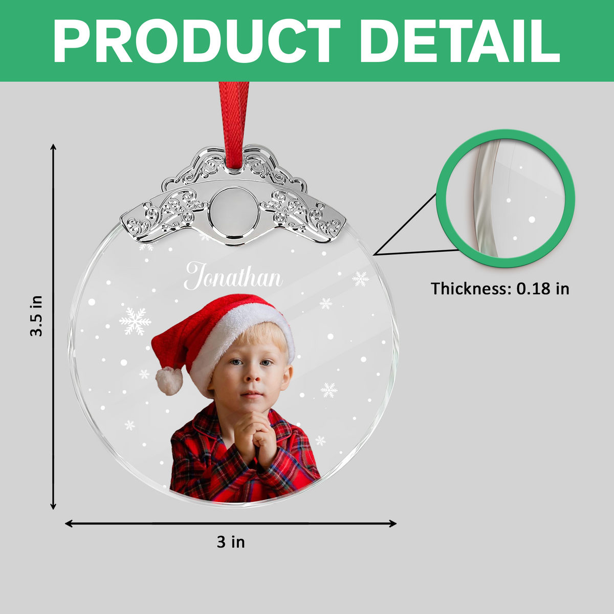 Custom Photo Kid Metal Glass Ornament For Christmas HA75 897166