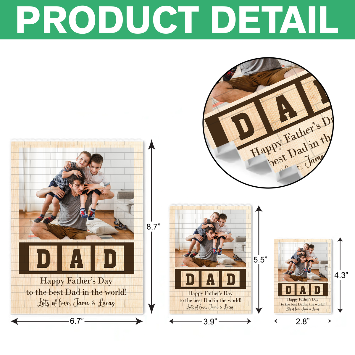 Custom Photo Happy Father's Day To The Best Dad Building Brick Blocks LM32 893561