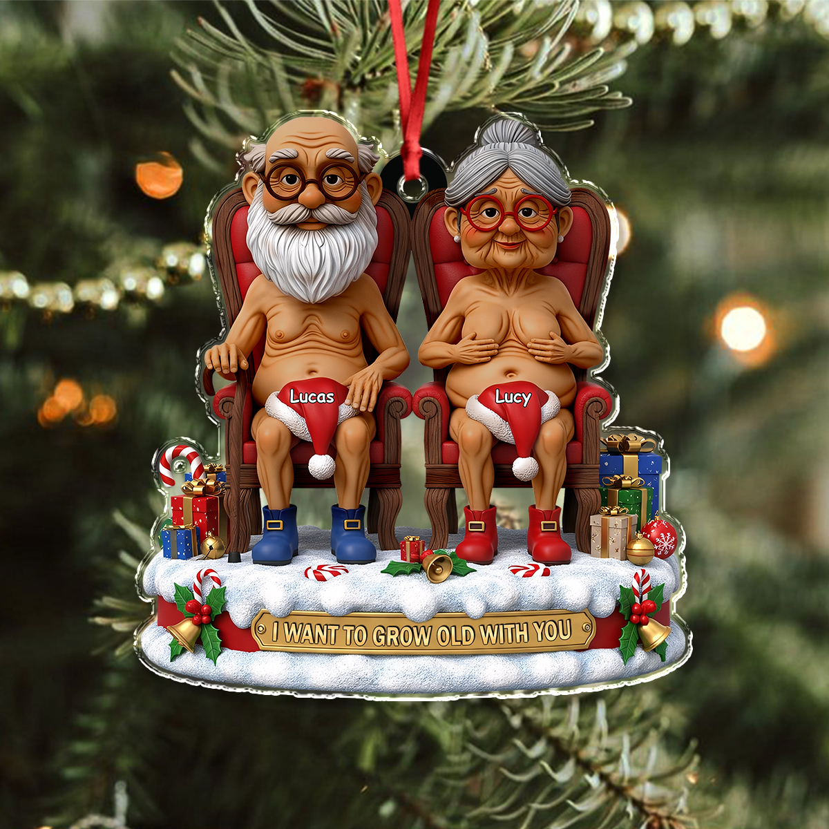 I Want To Grow Old With You Acrylic Ornament Christmas Gift For Couples HO82 900218