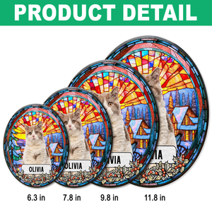 Custom Photo and Name Dog Cat Memorial Stained Glass Suncatcher Pet Loss Gift HA75 897054