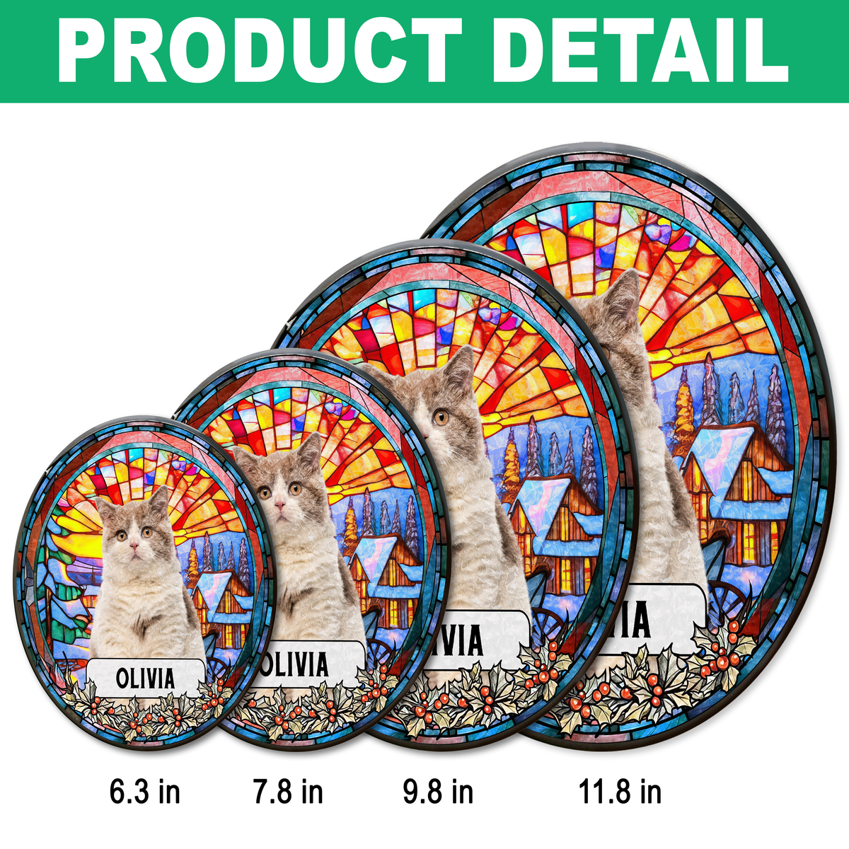 Custom Photo and Name Dog Cat Memorial Stained Glass Suncatcher Pet Loss Gift HA75 897054