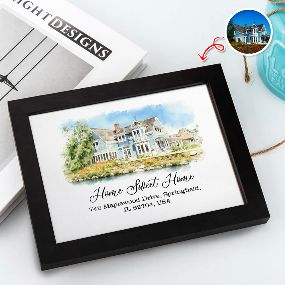 Custom Watercolor Photo Home Sweet Home Picture Frame LM32 899477