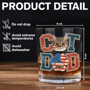 Custom Photo Best Cat Dad Whiskey Glass Gift For Father's Day, Cat Lovers HO82 894038