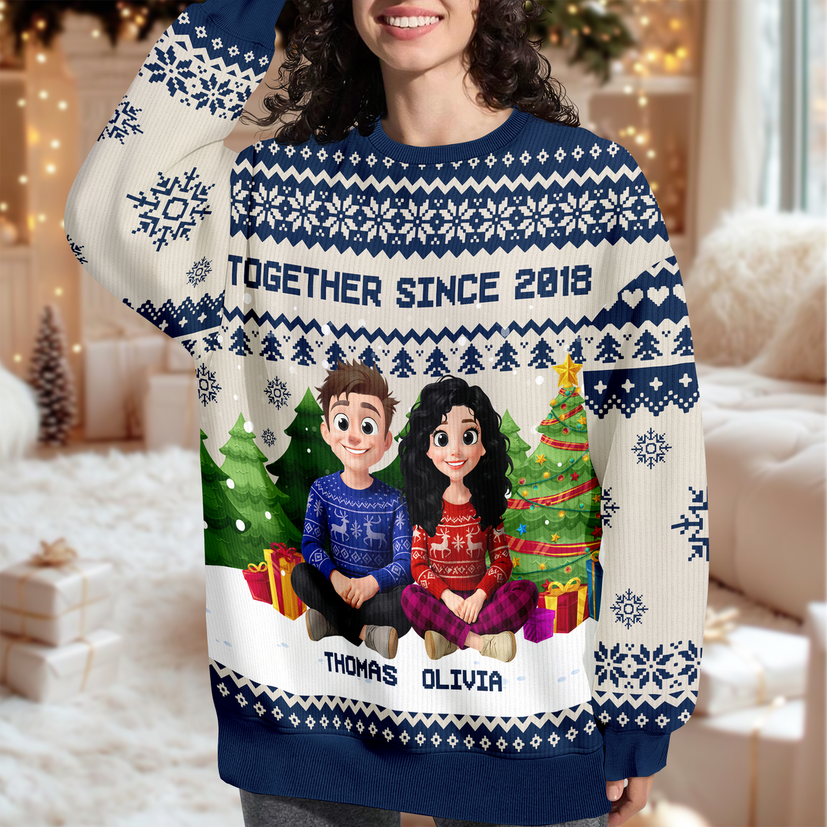 Personalized 3D Cute Couple Together Since Love Each Other Ugly Sweater LM32 897161