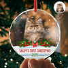Custom Photo Cat First Christmas Glass Ornament HA75 897260