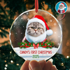Custom Photo Cat First Christmas Glass Ornament HA75 897260